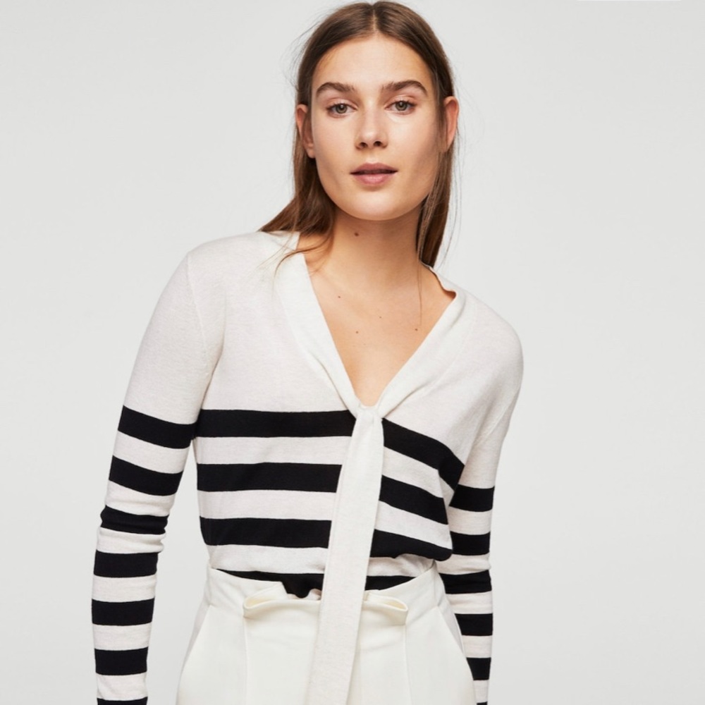 Bow striped sweater